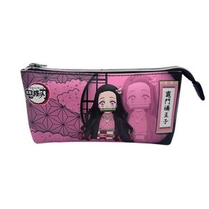 Anime Demon Slayer Kamado Nezuko Zip Pouch Bag in Pink/Black